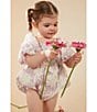 Color:Lilac Lily - Image 4 - Baby Girls Newborn-18 Months Balloon-Sleeve Ellory Printed Bubble Romper