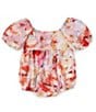 Color:Painterly Floral - Image 1 - Baby Girls Newborn-18 Months Ellory Balloon-Sleeve Floral-Printed Bubble Romper