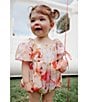 Color:Painterly Floral - Image 4 - Baby Girls Newborn-18 Months Ellory Balloon-Sleeve Floral-Printed Bubble Romper