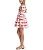 Color:Pink - Image 3 - Big Girls 7-16 Balloon-Sleeve Heart Printed Venise Broderie Mini Dress