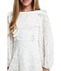 Color:Ivory - Image 5 - Big Girls 7-16 Blouson Sleeve Loretta Lace-Accented Chiffon Fit-And-Flare Dress
