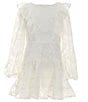 Color:Ivory - Image 6 - Big Girls 7-16 Blouson Sleeve Loretta Lace-Accented Chiffon Fit-And-Flare Dress