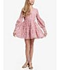 Color:Dusty Pink - Image 4 - Big Girls 7-16 Blouson-Sleeve Point de Venise Lace Minidress