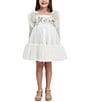 Color:Orchid White - Image 1 - Big Girls 7-16 Juliet Sleeve Beaded Empire Waist Tulle Skirted Dress