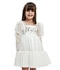Color:Orchid White - Image 4 - Big Girls 7-16 Juliet Sleeve Beaded Empire Waist Tulle Skirted Dress