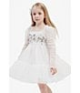 Color:Orchid White - Image 6 - Big Girls 7-16 Juliet Sleeve Beaded Empire Waist Tulle Skirted Dress