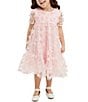 Color:Pastel Multi - Image 1 - Little/Big Girls 4-16 Short Sleeve Three-Dimensional-Butterfly Tiered Babydoll Dress