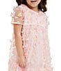 Color:Pastel Multi - Image 4 - Little/Big Girls 4-16 Short Sleeve Three-Dimensional-Butterfly Tiered Babydoll Dress