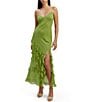 Color:Apple Green - Image 1 - Chiffon V-Neck Sleeveless Tie Strap Asymmetrical Ruffle Tiered Midi Dress