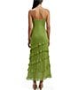 Color:Apple Green - Image 2 - Chiffon V-Neck Sleeveless Tie Strap Asymmetrical Ruffle Tiered Midi Dress