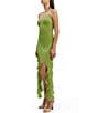 Color:Apple Green - Image 3 - Chiffon V-Neck Sleeveless Tie Strap Asymmetrical Ruffle Tiered Midi Dress