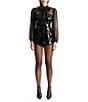 Bardot Daveen Long Sleeve Sequin Romper, Color:Black - Image 1