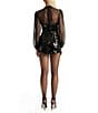 Bardot Daveen Long Sleeve Sequin Romper, Color:Black - Image 2