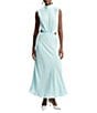 Bardot Delphine Mock Neck Sleeveless Cutout Open Back Sheath Maxi Dress, Color:Aqua - Image 1
