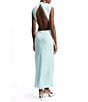 Bardot Delphine Mock Neck Sleeveless Cutout Open Back Sheath Maxi Dress, Color:Aqua - Image 2