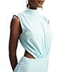 Bardot Delphine Mock Neck Sleeveless Cutout Open Back Sheath Maxi Dress, Color:Aqua - Image 4