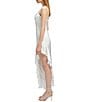 Color:Ivory - Image 3 - Ember Silk V-Neck Spaghetti Strap Sleeveless Ruffle Asymmetrical Hemline Midi Dress