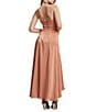 Color:Burnt Rose - Image 2 - Faye One Shoulder Sleeveless Front Cut-Out Asymmetrical Hemline Maxi Dress