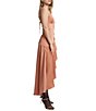 Color:Burnt Rose - Image 3 - Faye One Shoulder Sleeveless Front Cut-Out Asymmetrical Hemline Maxi Dress