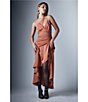 Color:Burnt Rose - Image 5 - Faye One Shoulder Sleeveless Front Cut-Out Asymmetrical Hemline Maxi Dress