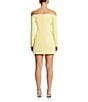 Bardot Iria Off-The-Shoulder Neck Long Sleeve Button Front Bodycon Mini Dress, Color:Canary Yellow - Image 2