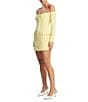 Bardot Iria Off-The-Shoulder Neck Long Sleeve Button Front Bodycon Mini Dress, Color:Canary Yellow - Image 3