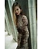 Bardot Lea Leopard Print Mesh Mock Neck Long Sleeve Ruched Side Slit Midi Dress - Image 6