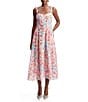 Bardot Lilah Floral Print Sweetheart Neck Sleeveless Corset Midi Dress, Color:Pink Floral - Image 1