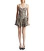 Bardot Lissett Poplin Leopard Print Sweetheart Neck Sleeveless Drop Waist Bubble Hem A-Line Mini Dress, Color:Leopard - Image 1