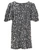 Bardot Little/Big Girls Puffed Sleeve Giselle Sequin-Embellished Velour Mini Dress, Color:Silver - Image 1