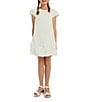 Color:Orchid White - Image 1 - Little/Big Girls 4-16 Cap Sleeve Zuri Floral/Lace Overlay Mini Dress