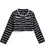Bardot Little/Big Girls Long-Sleeve Lana Sequin-Embellished Boucle Jacket, Color:Navy/Black - Image 1