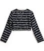 Bardot Little/Big Girls Long-Sleeve Lana Sequin-Embellished Boucle Jacket, Color:Navy/Black - Image 2