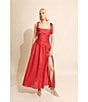 Bardot Mirelle Linen Blend Square Neck Sleeveless Tie Straps Ruched Drop Waist Maxi Dress, Color:Hot Pink - Image 5