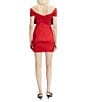 Bardot Off-the-Shoulder Bow Front Satin Mini Dress, Color:Fire Red - Image 2