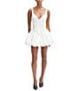 Bardot Oria Satin V Neck Sleeveless Bubble Hem Drop Waist Mini Dress, Color:Orchid White - Image 1