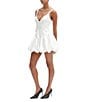 Bardot Oria Satin V Neck Sleeveless Bubble Hem Drop Waist Mini Dress, Color:Orchid White - Image 3