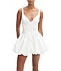 Bardot Oria Satin V Neck Sleeveless Bubble Hem Drop Waist Mini Dress, Color:Orchid White - Image 4