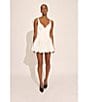 Bardot Oria Satin V Neck Sleeveless Bubble Hem Drop Waist Mini Dress, Color:Orchid White - Image 5