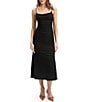 Color:Black - Image 1 - Stretch Scoop Neckline Sleeveless Midi Slip Dress