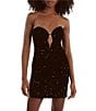 Bardot Sweetheart Neck Velvet Sequin Mini Dress, Color:Black Sequin - Image 4