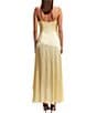 Color:Canary Yellow - Image 2 - V-Neck Spaghetti Strap Thigh-High Slit Asymmetrical Hem Dress