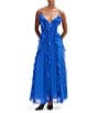 Bardot Veris V-neck Sleeveless Ruffle Front Chiffon Maxi Dress, Color:Electric Blue - Image 1