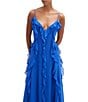 Bardot Veris V-neck Sleeveless Ruffle Front Chiffon Maxi Dress, Color:Electric Blue - Image 4