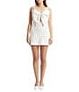 Bardot Vieda Linen Dotted Print Sweetheart Neck Sleeveless Bow Sheath Mini Dress, Color:White Black Spot - Image 1