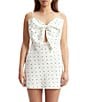 Bardot Vieda Linen Dotted Print Sweetheart Neck Sleeveless Bow Sheath Mini Dress, Color:White Black Spot - Image 4