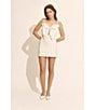 Bardot Vieda Linen Dotted Print Sweetheart Neck Sleeveless Bow Sheath Mini Dress, Color:White Black Spot - Image 5