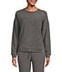 Color:Coal - Image 1 - Brushed Fleece Mix Chest Pocket Coordinating Sweater Pullover