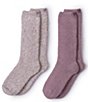 Barefoot Dreams CozyChic® 2 Pair Sock Set, Color:Teaberry/Heather Stone - Image 1