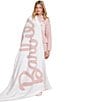 Color:Sea Salt/Dusty Rose - Image 5 - CozyChic® Barbie™ Logo Throw Blanket